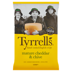 Tyrrells Cheddar and Chives Potato Chips 150G