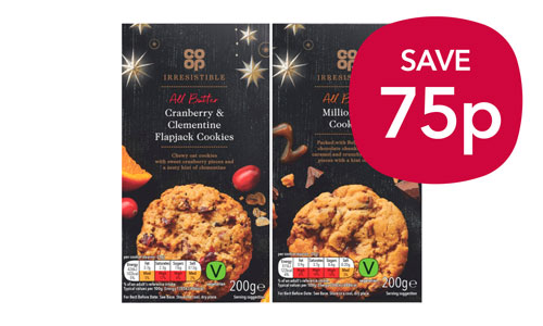 75p off Co-op Irresistible Christmas Cookies 5 pack - 8.12.21 - 31.12.21